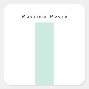 Sticker Carré Bleu Noir Blanc Simple Élégant Nom Personnel