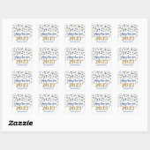 Sticker Carré Bleu Or Argent Bonne année 2023 (Feuille)