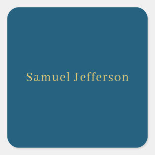 Sticker Carré Bleu Or Professionnel Nom Minimaliste Tendance