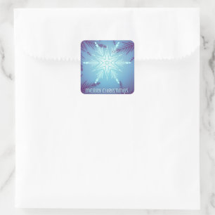 Sticker Carré Bleu Parties scintillant Étoile de neige Flakes
