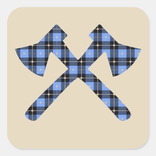 Sticker Carré Bleu Plaid (Devant)