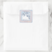 Sticker Carré Bleu poussiéreux pailleté floral rose Bbriddal Swe (Sac)