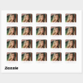 Sticker Carré Bleu & Rose Gold Elegant Script Graduate Photo (Feuille)