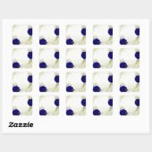 Sticker Carré bleu royal fleurs blanches mariage (Feuille)