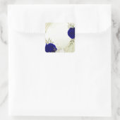Sticker Carré bleu royal fleurs blanches mariage (Sac)