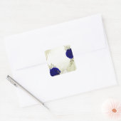Sticker Carré bleu royal fleurs blanches mariage (Enveloppe)