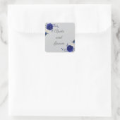 Sticker Carré bleu royal rose blanc fleurs gris (Sac)