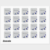 Sticker Carré bleu royal rose blanc fleurs gris merci (Feuille)