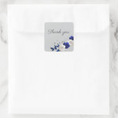 Sticker Carré bleu royal rose blanc fleurs gris merci (Sac)