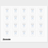 Sticker Carré Bleu Ruban Bow garçon baby shower plaque (Feuille)