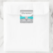 Sticker Carré Bleu sarcelle argent diamant (Sac)