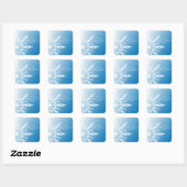 Sticker Carré Bleu Snowflake hiver Mariage Merci Favor Balise (Feuille)
