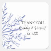 Sticker Carré Bleu Snowflake hiver Mariage Merci Favor Balise (Devant)