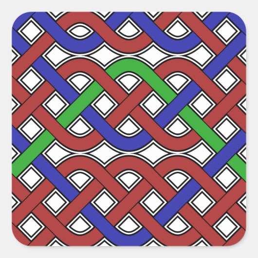 Sticker Carré Bleu, vert et rouge céleste noeuds (Devant)