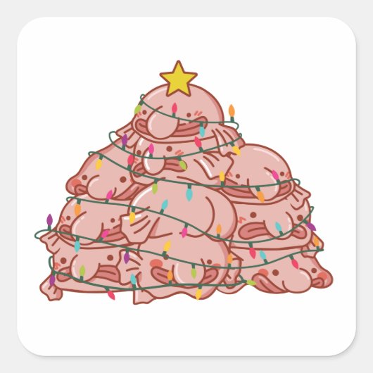 Sticker Carré Blobfish Christmas Tree Funny Animal Christmas (Devant)