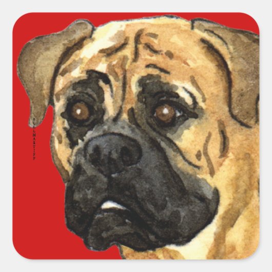 Sticker Carré Bloc couleur Bullmastiff (Devant)