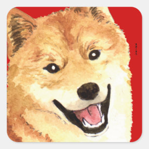 Sticker Carré Bloc de couleur de Shiba Inu