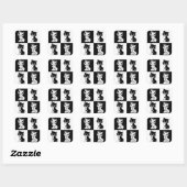 Sticker Carré Bloc de monogramme noir blanc pour chat (Feuille)