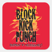 Sticker Carré Bloc Kick Punch Fire Gfx Red (Devant)
