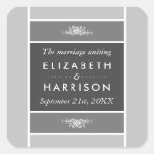 Sticker Carré Bloc Pastel moderne - Gris Siver - Mariage (Devant)