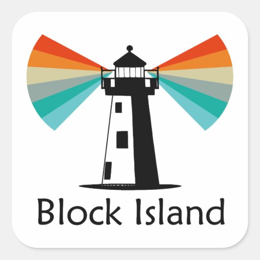 Sticker Carré Block Island Lighthouse Rainbow (Devant)