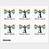 Sticker Carré Block Island Lighthouse Rainbow (Feuille)