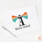 Sticker Carré Block Island Lighthouse Rainbow (Enveloppe)