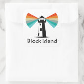 Sticker Carré Block Island Lighthouse Rainbow (Sac)