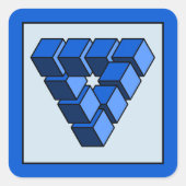 Sticker Carré Blocs Funny Bleu noir Impossible Triangle (Devant)