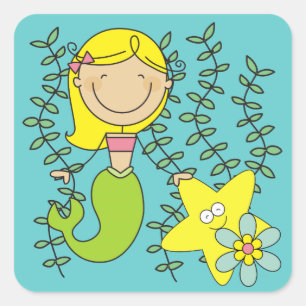 Sticker Carré Blond Mermaid