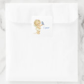 Sticker Carré Blonde Ange bébé avec un papillon. Un an de gâteau (Sac)