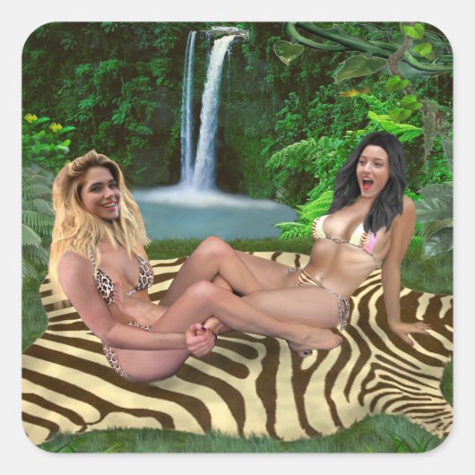 STICKER CARRÉ BLONDE CONTRE BRUNETTE (Devant)