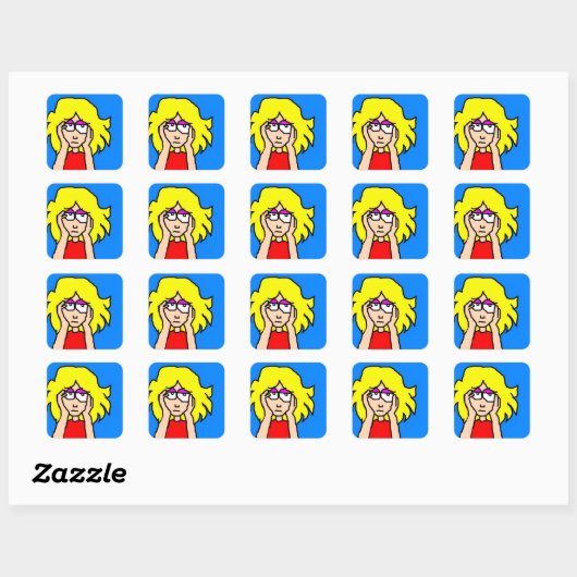 Sticker Carré Blonde Ennuyée  (Feuille)