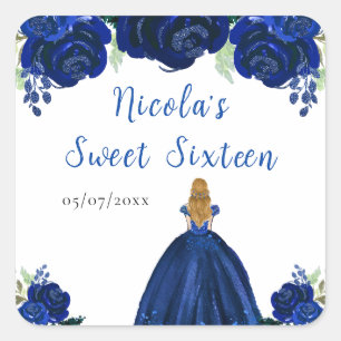 Sticker Carré Blonde Hair Princess Marine Floral Sweet sixteen