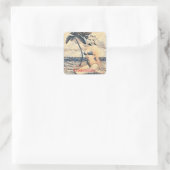 Sticker Carré Blonde Kneeling Modèle de bikini Thunder_Cove (Sac)