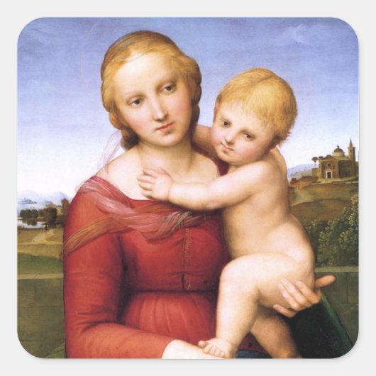 Sticker Carré Blonde Madonna et Baby Jesus (Devant)