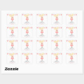 Sticker Carré Blonde mignonne Anniversaire fille et chiot (Feuille)