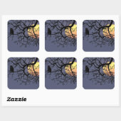 Sticker Carré Blood moon and Night Owl Silhouette (Feuille)