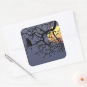 Sticker Carré Blood moon and Night Owl Silhouette (Enveloppe)