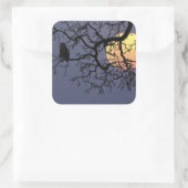 Sticker Carré Blood moon and Night Owl Silhouette (Sac)