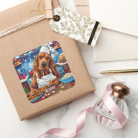 Sticker Carré Bloodhound Holiday Baking : Noël festif (Cadeaux)