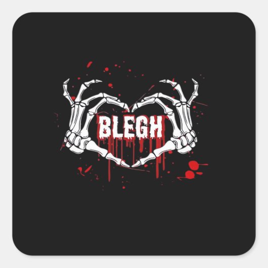 Sticker Carré Bloody Breakdown, Skeleton Heart Hands Emo, Metalc (Devant)