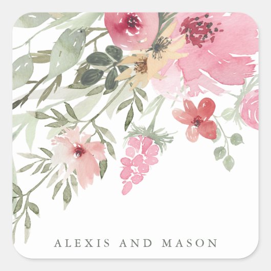 Sticker Carré Bloom minimal | Mariage de sage (Devant)