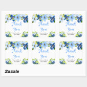 Sticker Carré Blue and Navy Flowers with Foliage (Feuille)