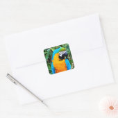 Sticker Carré Blue and Yellow Macaw Parrot (Enveloppe)