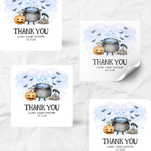 Sticker Carré Blue Baby prépare une Baby Shower Halloween