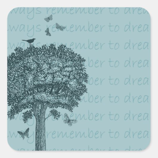 Sticker Carré Blue Birds Papillons Dream Tree (Devant)
