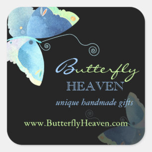 Sticker Carré Blue + Black Butterfly Business Marketing