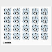 Sticker Carré Blue & Black Fish Bones Chien Chien Chien Chien Ch (Feuille)