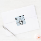 Sticker Carré Blue & Black Fish Bones Chien Chien Chien Chien Ch (Enveloppe)